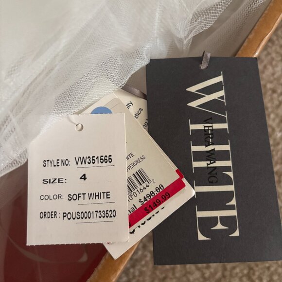 WHITE x Vera Wang Horsehair Tier Halter Overdress VW351565 size 4 soft white - Picture 2 of 3